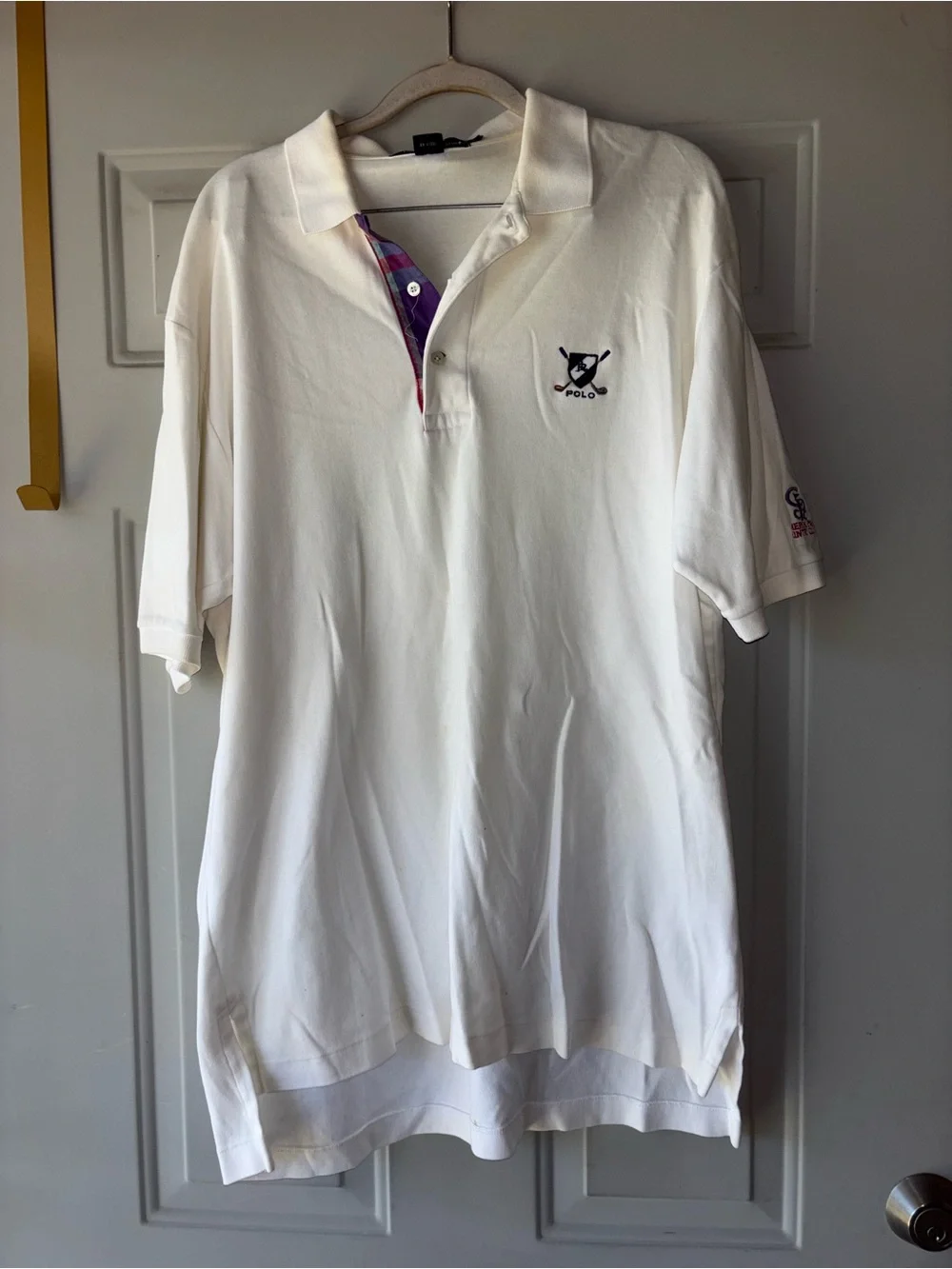 Polo Ralph Lauren ivory country club branded polo shirt size L *Flaw*
